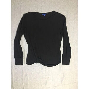 Womens Apt. 9 Shirt Size XXL Black Ribbed Long Sleeve Twist Detail Casual